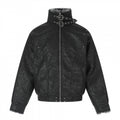 Men's Short Biker-Inspired Faux Leather Bomber Jacket with Studs, Double Buckle Collar and Teddy Lining Fashion Glam