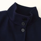Women's Boxy Short Jacket with High Stand Collar and Concealed Button Placket Fashion Glam
