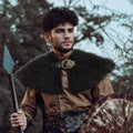 Men's Short Faux Fur Shoulder Cape in Medieval Style with Decorative Closure Fashion Glam