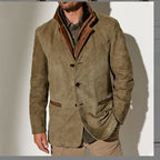 Men's suede blazer with removable leather inner vest Fashion Glam