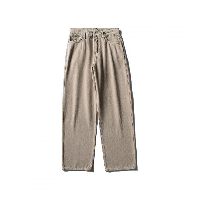 Men Straight Cut Comfort Canvas Pants with High Waist Fashion Glam