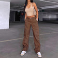 Women High-Waist Cargo Jeans in Relaxed-Fit with Wide Leg Fashion Glam
