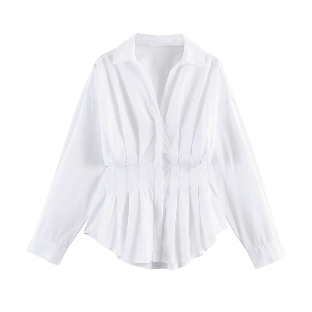 Women's tailored pleated blouse with peplum Fashion Glam