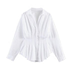 Women's tailored pleated blouse with peplum Fashion Glam