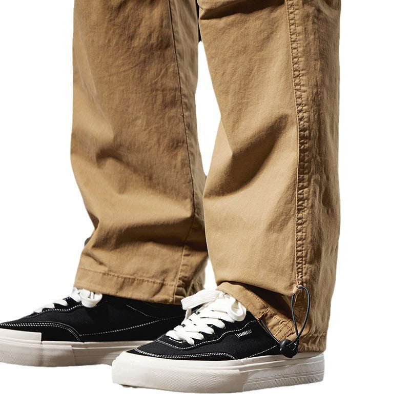 Men's cargo pants in utility look with multifunctional pockets and drawstring Fashion Glam
