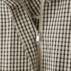 Women's short-cut checked bomber jacket with stand-up collar, elastic hem and concealed zipper Fashion Glam