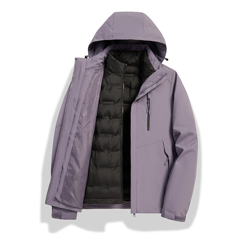 Women's 2-in-1 waterproof winter jacket with removable down inner vest Fashion Glam