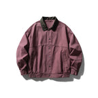 Unisex Boxy Overshirt Jacket made of Cotton Canvas with Corduroy Collar, Snap Button Placket and Elastic Hem Fashion Glam