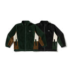 Unisex Boxy Cord Fleece Zip Jacket with Color Block Inserts and Stand Collar Fashion Glam