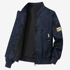 Men's Lightweight Bomber Jacket Made of Nylon with Arm Pocket and Ribbed Cuffs Fashion Glam