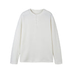 Unisex Thermal Henley Shirt with Waffle Texture and Long Sleeve Fashion Glam