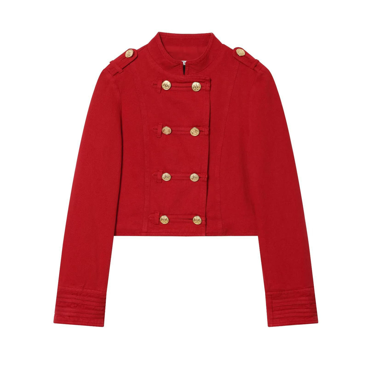 Women’s short military-inspired jacket with decorative ornate buttons Fashion Glam