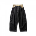 Unisex Wide two-tone denim pants with high waistband and contrasted pockets Fashion Glam