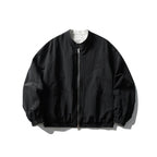 Unisex Light Oversized Bomber Jacket Made of Textured Fabric with Stand-Up Collar and Elastic Hem Fashion Glam