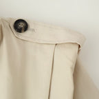 Women's short trench-style jacket, double-breasted with high stand-up collar and waist smocking Fashion Glam