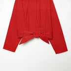 Women's Cropped Trench Coat with Drawstring, Knot Belt and Distinctive Stand Collar Fashion Glam