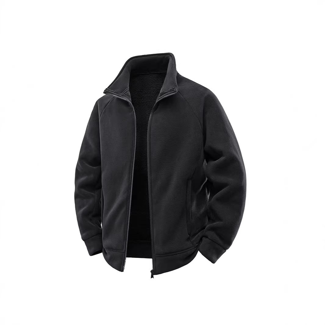 Men's fleece thermal jacket with double-layer teddy inner lining and high stand-up collar Fashion Glam