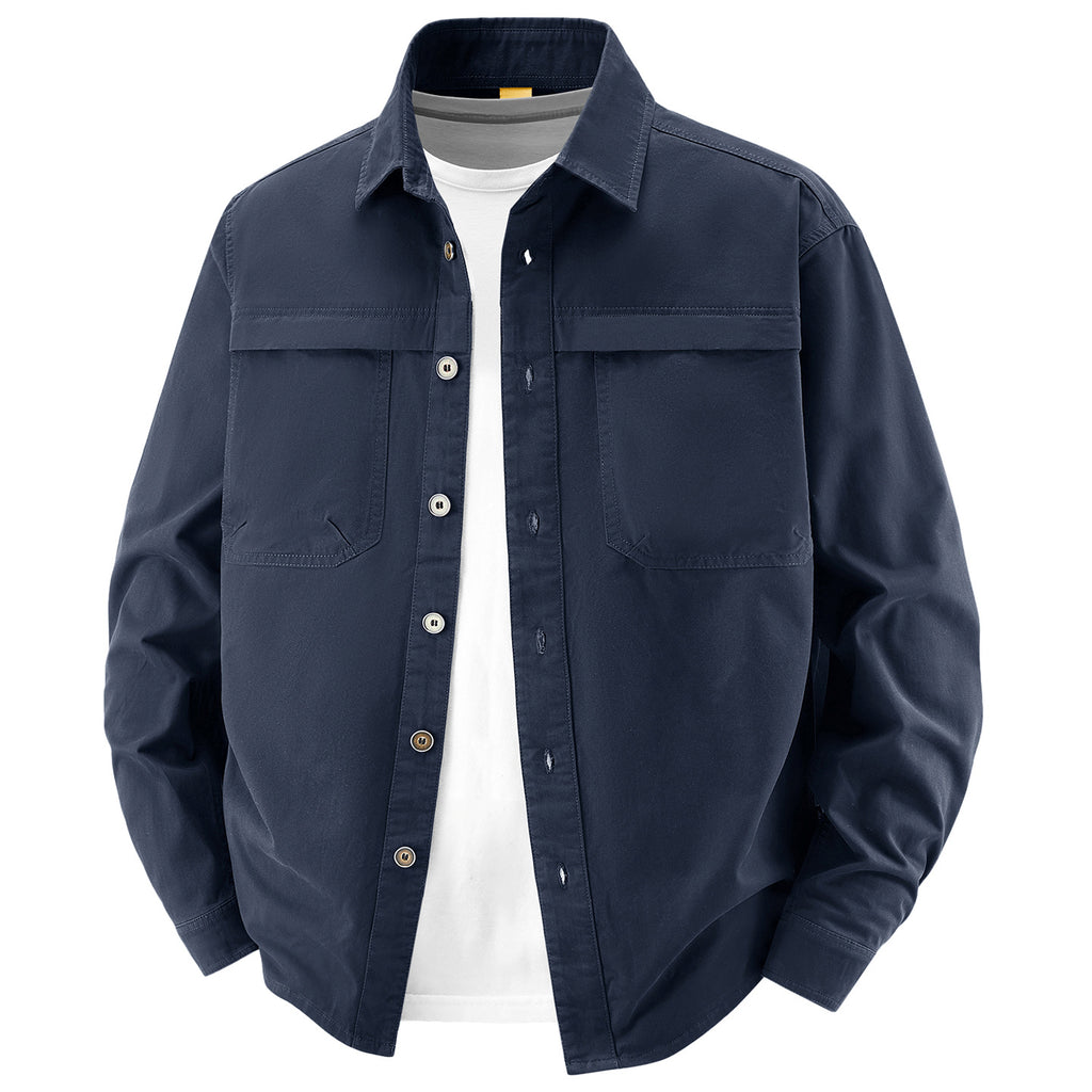 Men's overshirt made of cotton twill with two chest flaps and relaxed fit Fashion Glam