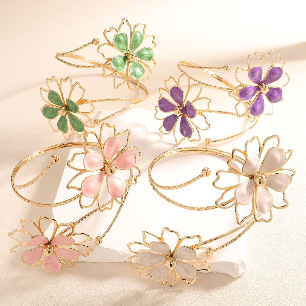 Ladies bracelet with artistic flower design Fashion Glam