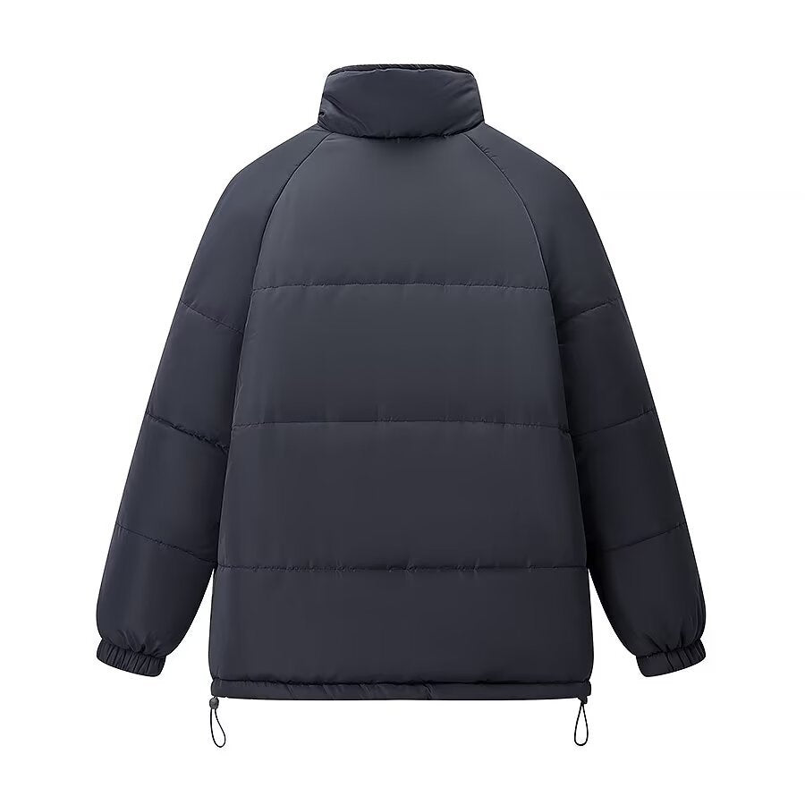 Women's Short Cut Quilted Oversized Winter Jacket with Drawstring and Raglan Sleeves Fashion Glam