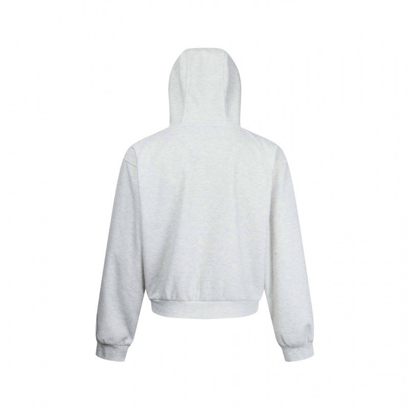Unisex Short Hoodie Zip Pullover made of French Terry with Raglan Sleeves and Hidden Side Pockets Fashion Glam