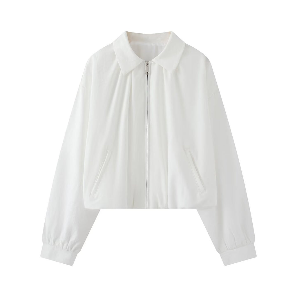 Women's short jacket in cropped bomber style with Kent collar, softshell look and elastic cuffs Fashion Glam