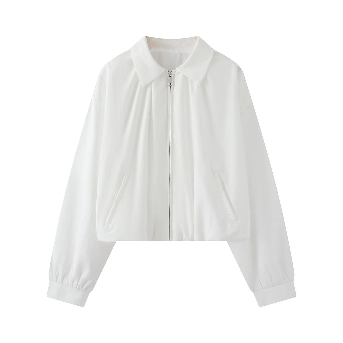 Women's short jacket in cropped bomber style with Kent collar, softshell look and elastic cuffs Fashion Glam