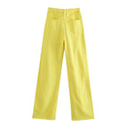 Women's high-waisted wide-cut jeans with wide leg, high waist and raw hem Fashion Glam