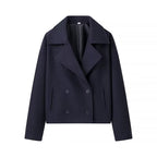 Women Short Cut Double-Breasted Wool Blend Peacoat with Boxy Oversize Silhouette Fashion Glam