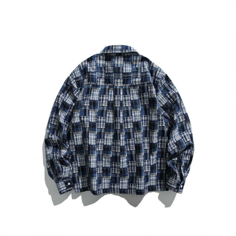 Unisex Checked Overshirt in Boxy Cut with Chest Pocket and Shirt Collar Fashion Glam