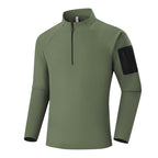 Men's Breathable Functional Long Sleeve Shirt with Stand Collar, 1/4 Zipper and Sleeve Utility Pocket Fashion Glam