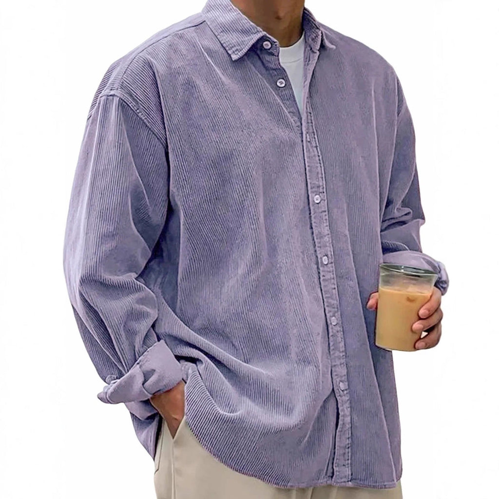 Men's casual cord shirt made of fine ribbed fabric with oversized fit Fashion Glam