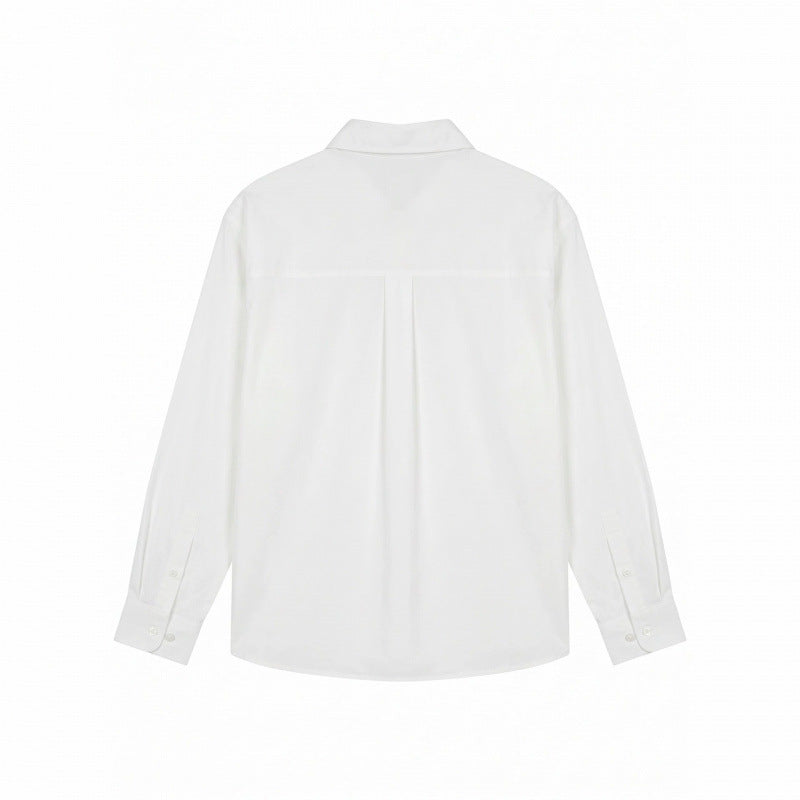 Unisex Embroidered Oversized Shirt made of Cotton Blend with Button Placket and Subtle Motif Embroidery Fashion Glam