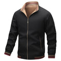 Men's Lightweight Harrington Jacket with Stand-Up Collar, Zip Closure and Contrast Cuffs Fashion Glam