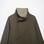 Women's short cape coat with high stand-up collar, concealed button placket and slanted pockets Fashion Glam