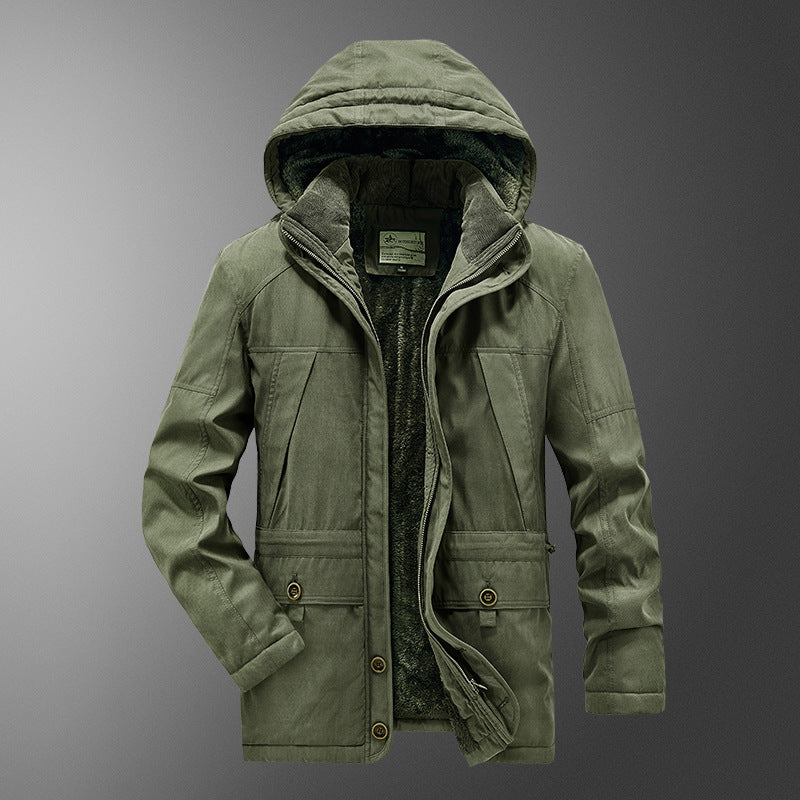 Men's insulated hooded parka with thermo teddy lining, windproof cotton blend outer shell, and multiple pockets Fashion Glam