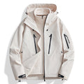 Men's two-in-one softshell outdoor jacket with detachable fleece inner jacket and waterproof zippers Fashion Glam
