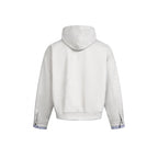 Men's Hooded Fleece Jacket with Checkered Lined Collar and Quilted Logo Applications Fashion Glam