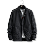 Men's Lightweight Bomber Jacket with Contrast Stitching, Zipper and Patch Pockets Fashion Glam