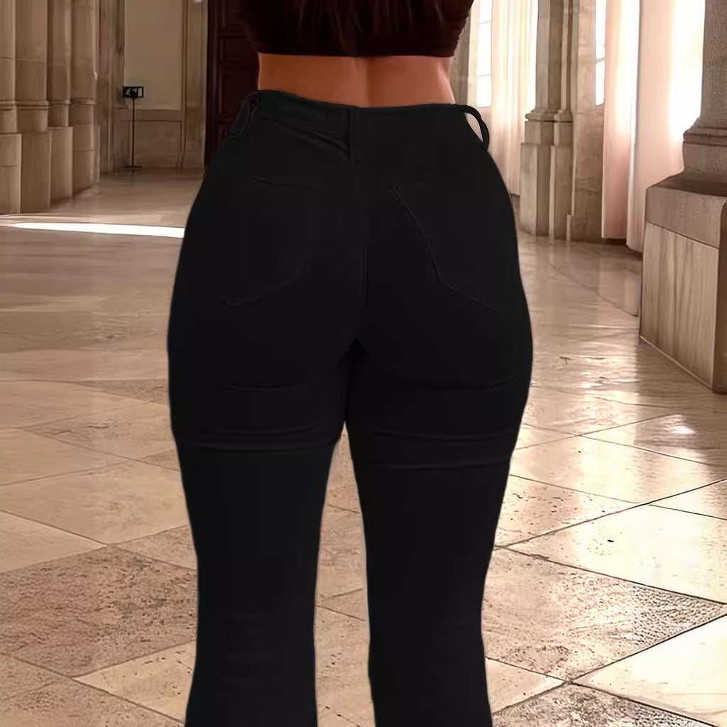 Women’s High-Waist Flared Trousers made of Stretch Denim with a Figure-Hugging Hip Fit Fashion Glam