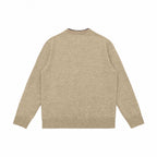 Unisex Mélange-knit sweater with half-neck V-slit and contrasted inner waistband Fashion Glam