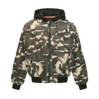 Unisex short-cut camouflage hoodie bomber jacket with padded lining and elastic cuffs Fashion Glam