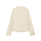 Women's short blazer without collar with straight hem and three buttons Fashion Glam