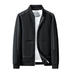 Men's Lightweight Bomber Jacket with Contrast Stitching, Zipper and Patch Pockets Fashion Glam