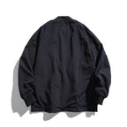 Unisex Oversized Lightweight Transitional Jacket with V-Neck and Snap Button Placket Fashion Glam