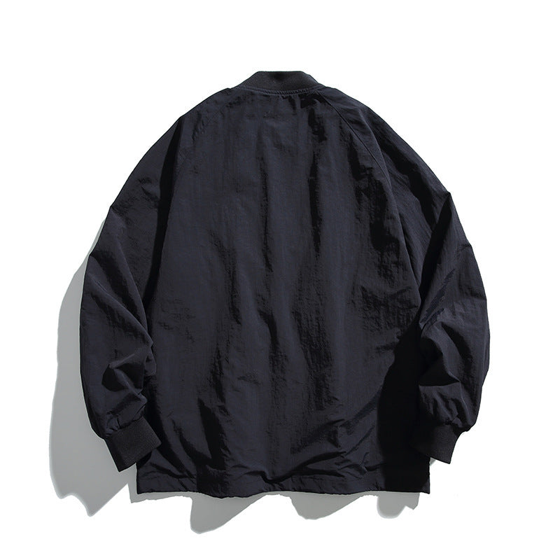 Unisex Oversized Lightweight Transitional Jacket with V-Neck and Snap Button Placket Fashion Glam