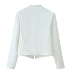 Women Military Inspired Short Stand Collar Jacket with Decorative Cords and Brass Buttons Fashion Glam