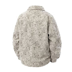 Men's corduroy trucker jacket with jacquard leaf pattern and snap button placket Fashion Glam