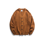 Unisex Oversized Knit Cardigan with Cable Pattern, V-Neck and Patch Pockets Fashion Glam