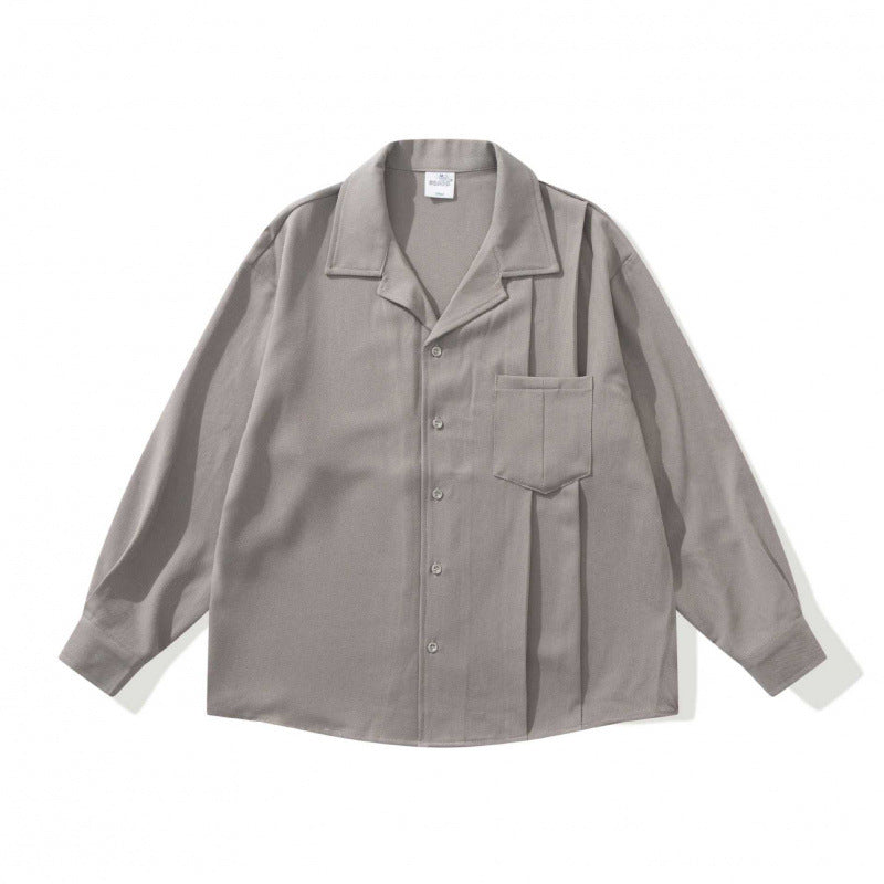 Unisex Oversized Lightweight Long Sleeve Shirt with Notched Collar, Chest Pocket and Boxy Silhouette Fashion Glam